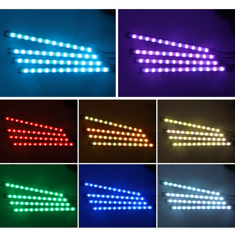 Kit de Luces LED RGB para Interior de Coche con Control Remoto y Musical