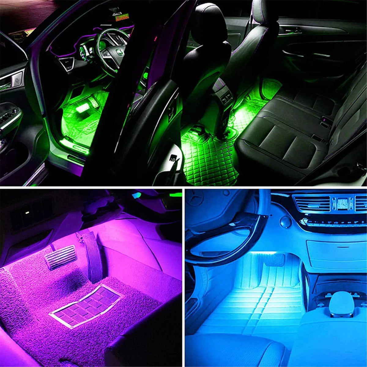 Kit de Luces LED RGB para Interior de Coche con Control Remoto y Musical